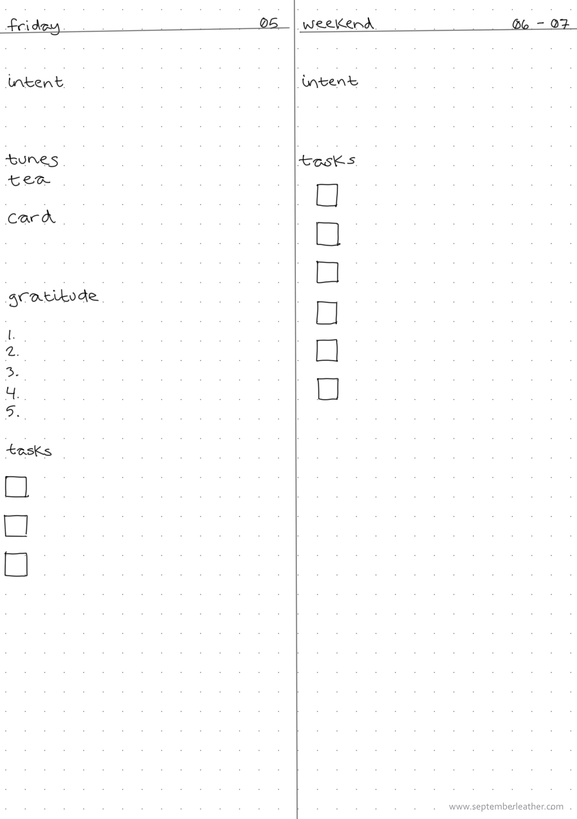 journal page layout for every day details